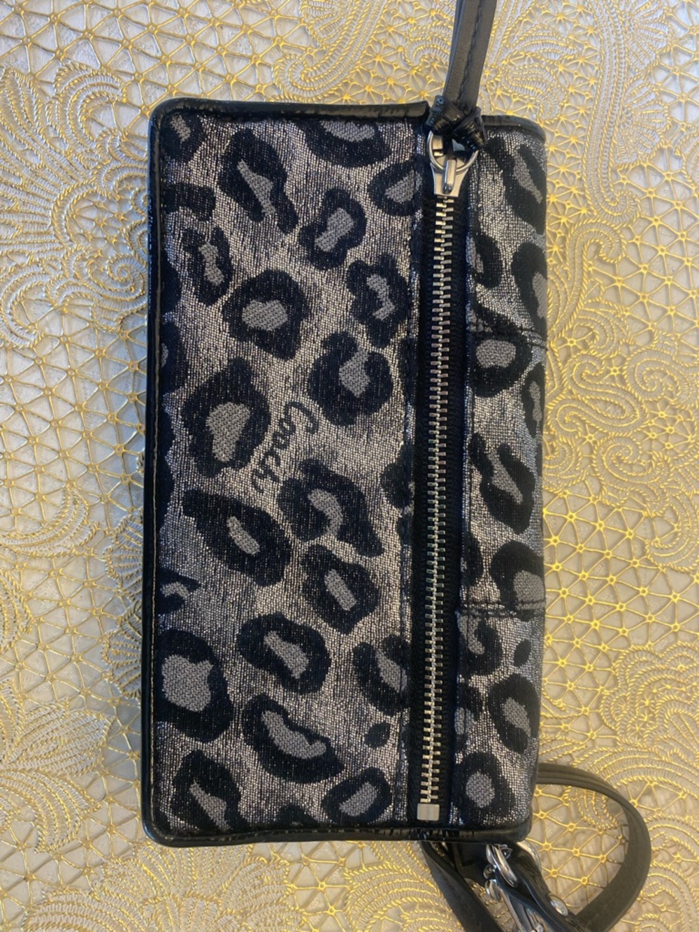 Coach Leopard Print Wristlet Wallet | Signature Canvas & Patent Leather Trim - Picture 8 of 15